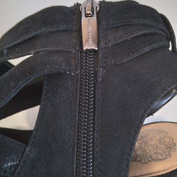Vince Camuto Black Sammson Suede Leather Peep Toe Strappy Heel Sandal Women's 9 - Picture 13 of 13